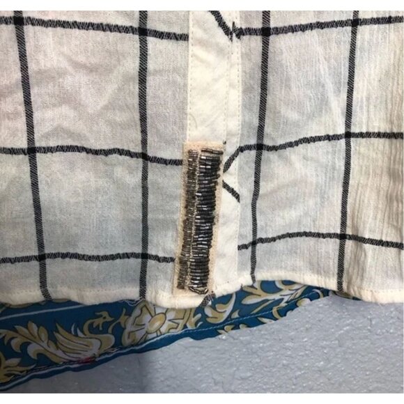 Soft Surroundings Windowpane Plaid/ Floral‎ Tunic Shirt Top Blouse Duster Small - Picture 9 of 12